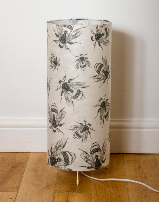 Free Standing Table Lamp Large - P42 ~ Bees Screen Print on Natural Lokta