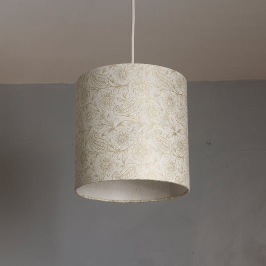 Drum Lamp Shade - P69 - Garden Gold on Natural, 20cm(d) x 20cm(h)