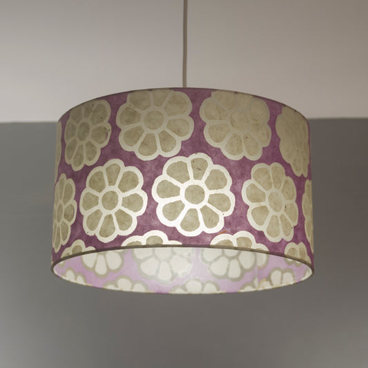 Drum Lamp Shade - P21 - Batik Big Flower on Lilac, 35cm(d) x 20cm(h)