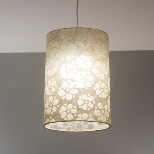 Oval Lamp Shade - P75 - Batik Star Flower Natural, 20cm(w) x 30cm(h) x 13cm(d)