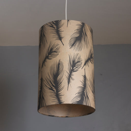Drum Lamp Shade - B102 - Black Feather, 20cm(d) x 30cm(h)