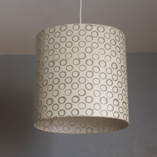 Oval Lamp Shade - P74 - Batik Natural Circles, 30cm(w) x 30cm(h) x 22cm(d)