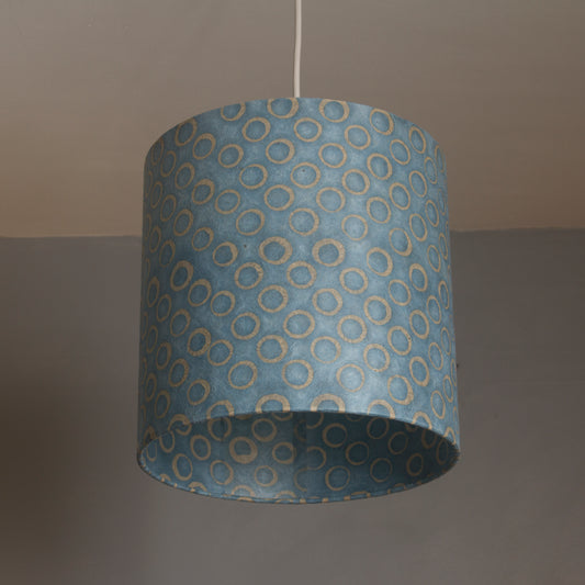 Drum Lamp Shade - P72 - Batik Blue Circles, 25cm x 25cm