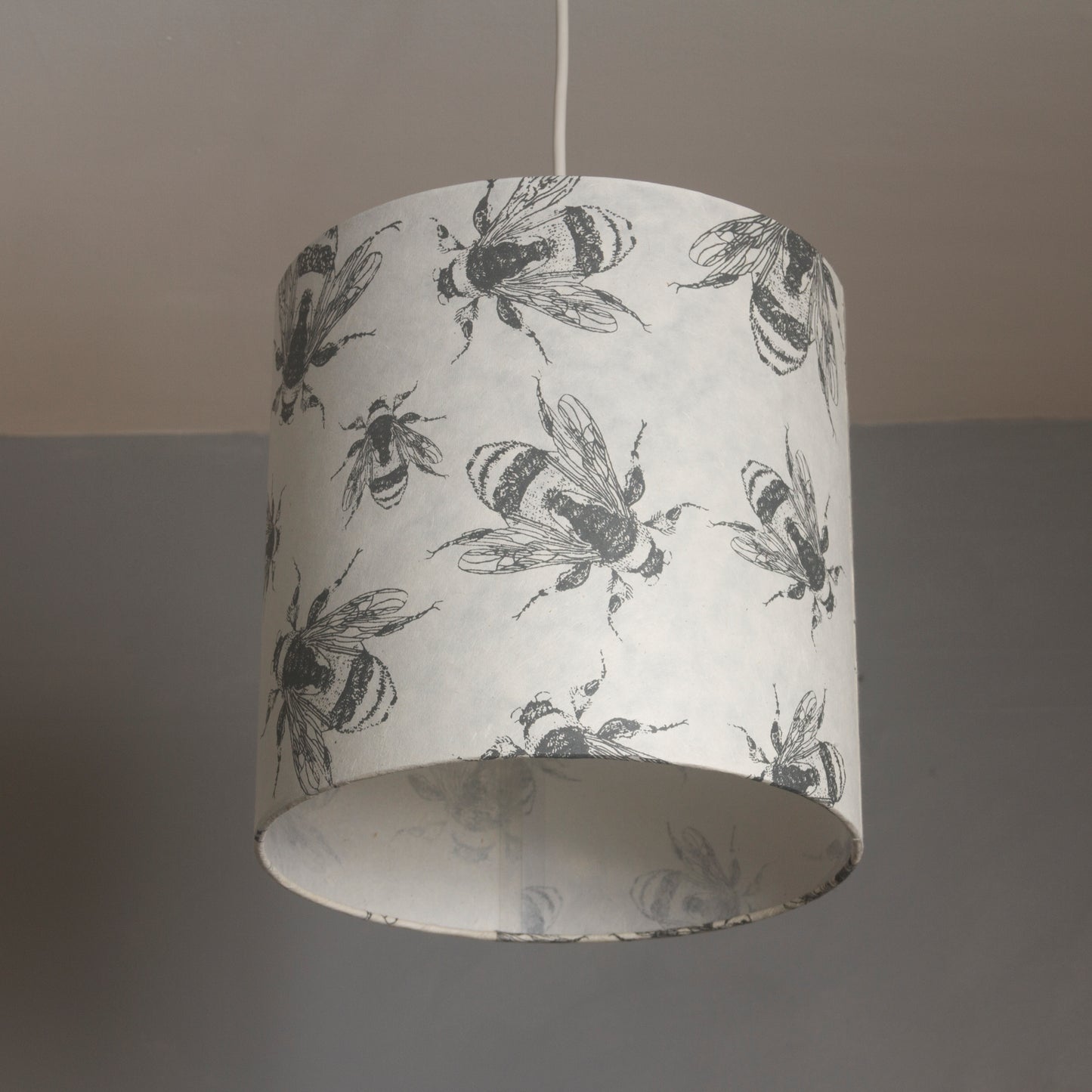 3 Tier Lamp Shade - P42 - Bees Screen Print on Natural Lokta, 50cm x 20cm, 40cm x 17.5cm & 30cm x 15cm