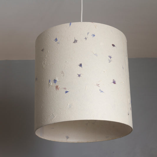 Drum Lamp Shade - P34 - Cornflower Petals on Natural Lokta, 30cm(d) x 30cm(h)