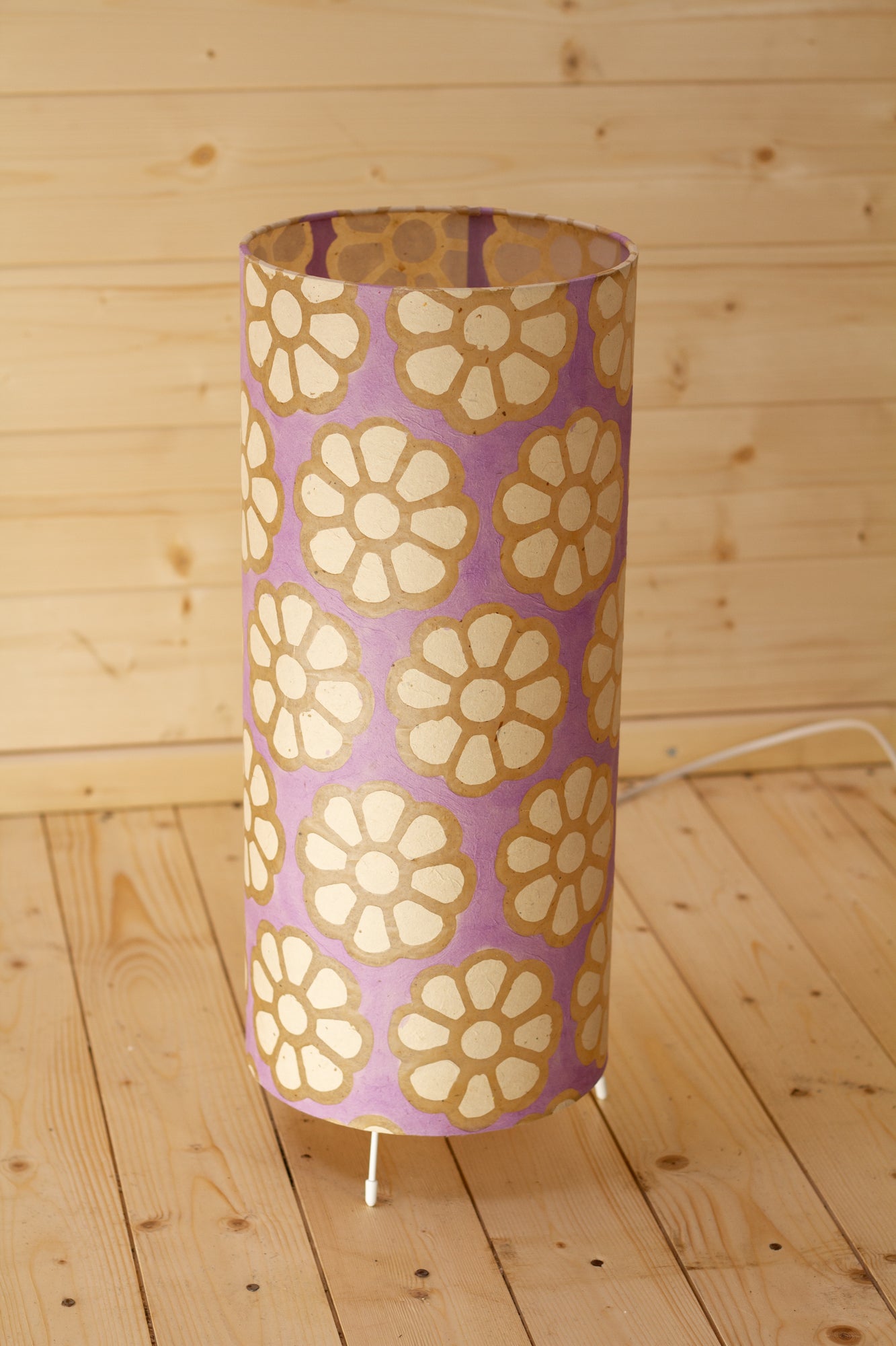 Free Standing Table Lamp Large - P21 ~ Batik Big Flower on Lilac