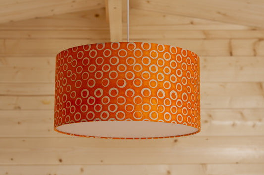 Drum Lamp Shade - P03 - Batik Orange Circles, 40cm(d) x 20cm(h)