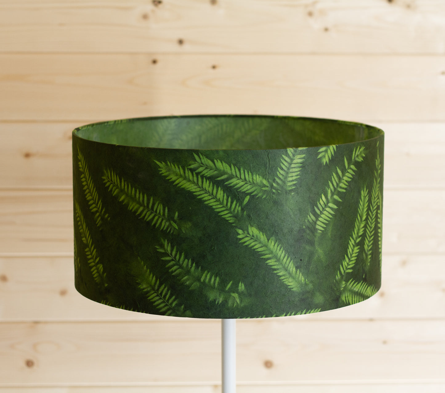 Drum Lamp Shade - P27 - Resistance Dyed Green Fern, 40cm(d) x 20cm(h)