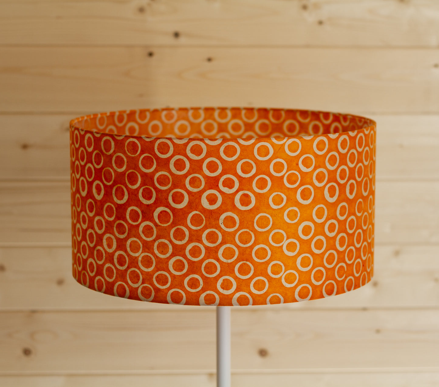 Drum Lamp Shade - P03 - Batik Orange Circles, 40cm(d) x 20cm(h)