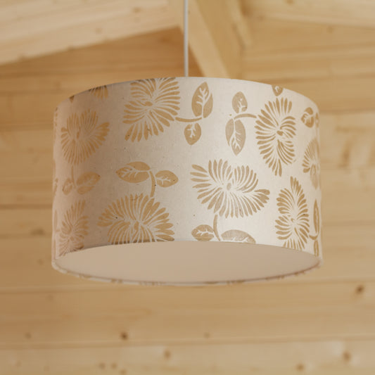 Drum Lamp Shade - P09 - Batik Peony on Natural, 35cm(d) x 20cm(h)