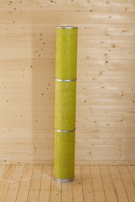3 Panel Floor Lamp - P02 - Batik Lime Circles, 20cm(d) x 1.4m(h)