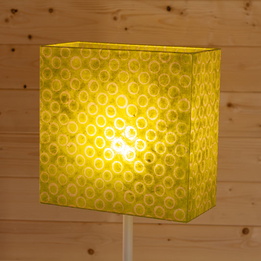Rectangle Lamp Shade - P02 - Batik Lime Circles, 30cm(w) x 30cm(h) x 15cm(d)