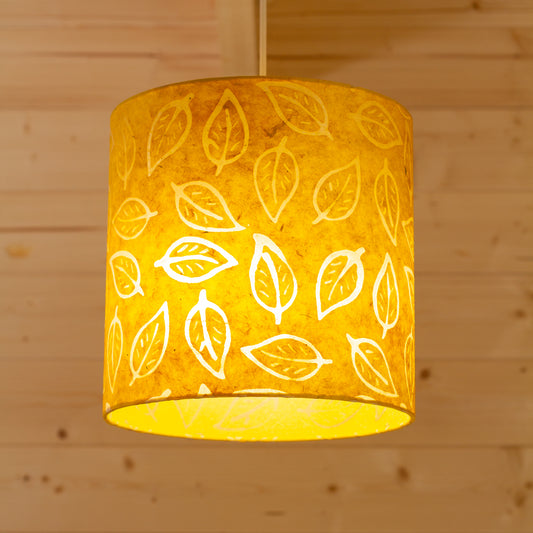 Drum Lamp Shade - B107 ~ Batik Leaf Yellow, 25cm x 25cm