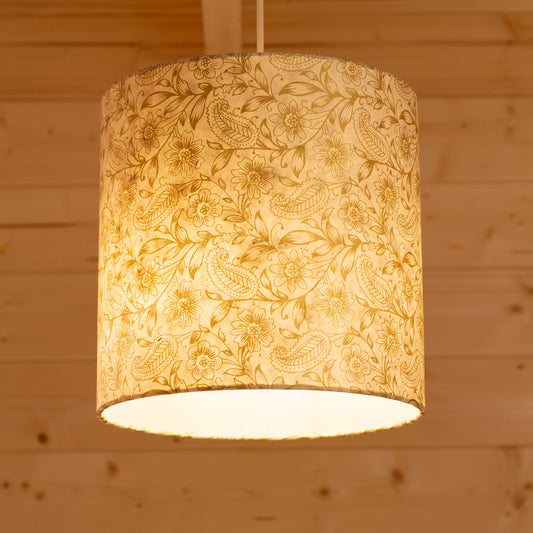 Drum Lamp Shade - P69 - Garden Gold on Natural, 25cm x 25cm