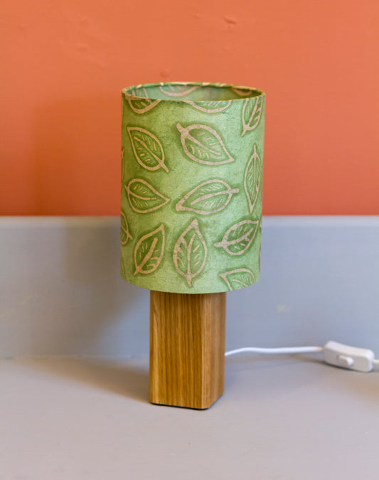 Square Oak Table Lamp with 15x20cm Drum Lamp Shade P29