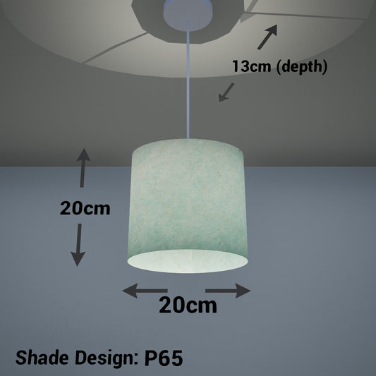 Oval Lamp Shade - P65 - Turquoise Lokta, 20cm(w) x 20cm(h) x 13cm(d)