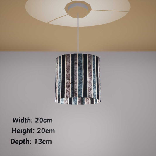 Oval Lamp Shade - P08 - Batik Stripes Grey, 20cm(w) x 20cm(h) x 13cm(d)