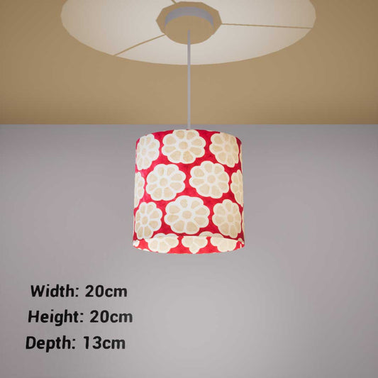 Oval Lamp Shade - P22 - Batik Big Flower on Hot Pink, 20cm(w) x 20cm(h) x 13cm(d)