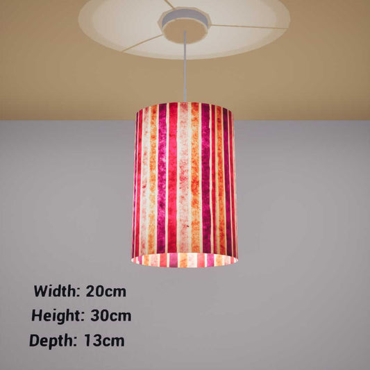 Oval Lamp Shade - P04 - Batik Stripes Pink, 20cm(w) x 30cm(h) x 13cm(d) - Imbue Lighting
