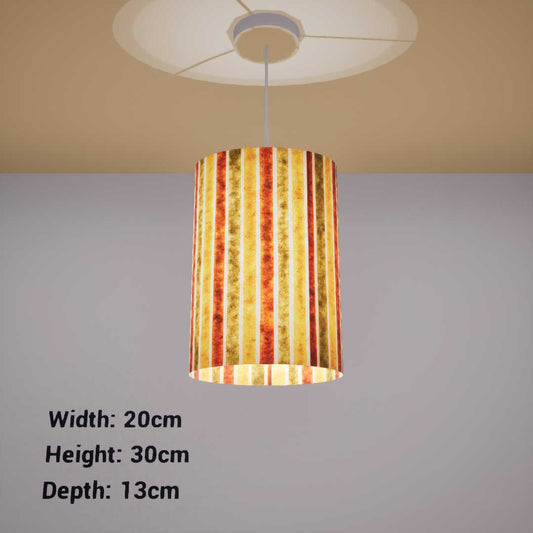 Oval Lamp Shade - P06 - Batik Stripes Autumn, 20cm(w) x 30cm(h) x 13cm(d)