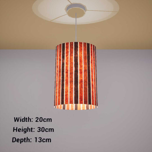Oval Lamp Shade - P07 - Batik Stripes Brown, 20cm(w) x 30cm(h) x 13cm(d)