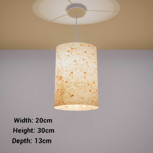 Oval Lamp Shade - P32 - Marigold Petals on Natural Lokta, 20cm(w) x 30cm(h) x 13cm(d)