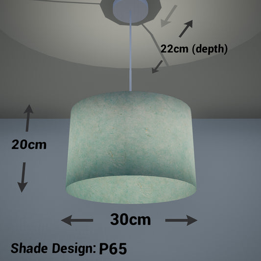 Oval Lamp Shade - P65 - Turquoise Lokta, 30cm(w) x 20cm(h) x 22cm(d)