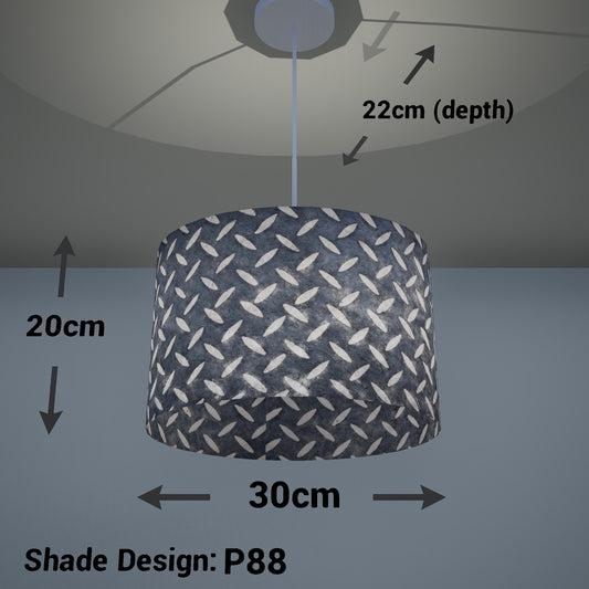 Oval Lamp Shade - P88 ~ Batik Tread Plate Grey, 30cm(w) x 20cm(h) x 22cm(d)