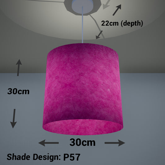 Oval Lamp Shade - P57 - Hot Pink Lokta, 30cm(w) x 30cm(h) x 22cm(d)