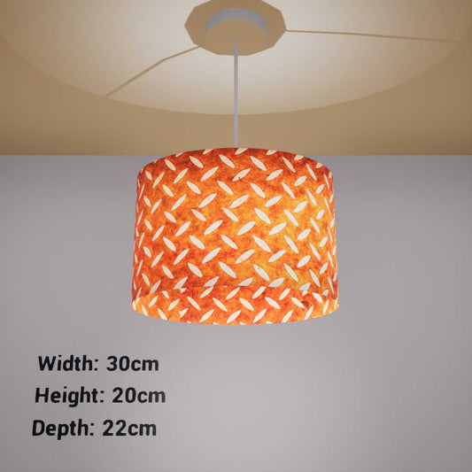 Oval Lamp Shade - P12 - Batik Tread Plate Brown, 30cm(w) x 20cm(h) x 22cm(d)