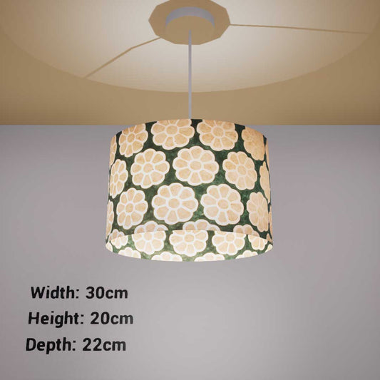 Oval Lamp Shade - P19 - Batik Big Flower on Rainforest, 30cm(w) x 20cm(h) x 22cm(d)