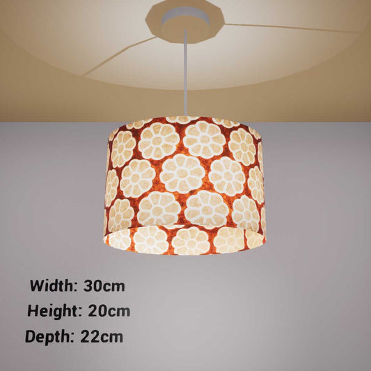 Oval Lamp Shade - P20 - Batik Big Flower on Brown, 30cm(w) x 20cm(h) x 22cm(d)