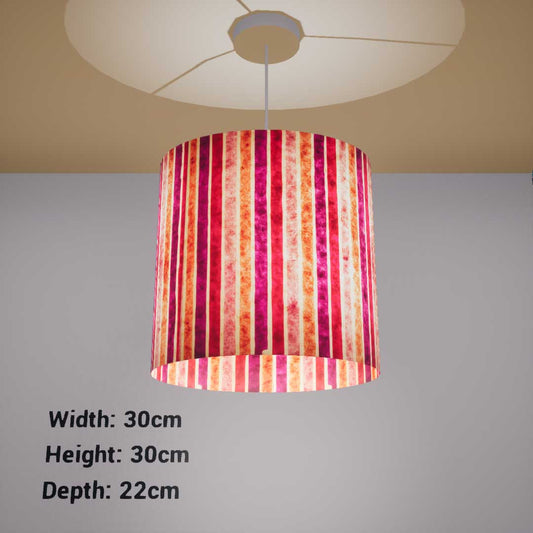 Oval Lamp Shade - P04 - Batik Stripes Pink, 30cm(w) x 30cm(h) x 22cm(d) - Imbue Lighting