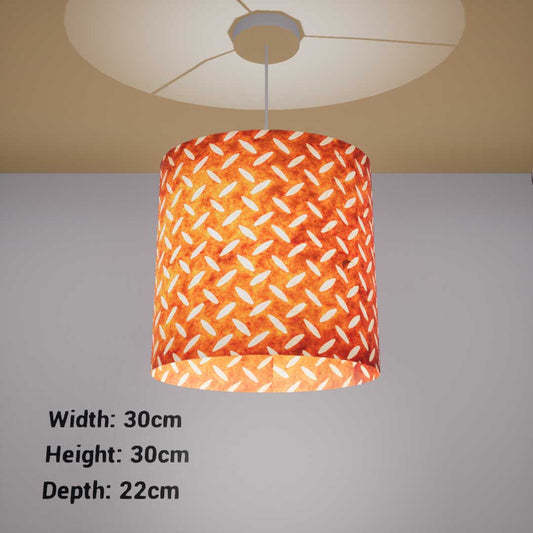 Oval Lamp Shade - P12 - Batik Tread Plate Brown, 30cm(w) x 30cm(h) x 22cm(d)