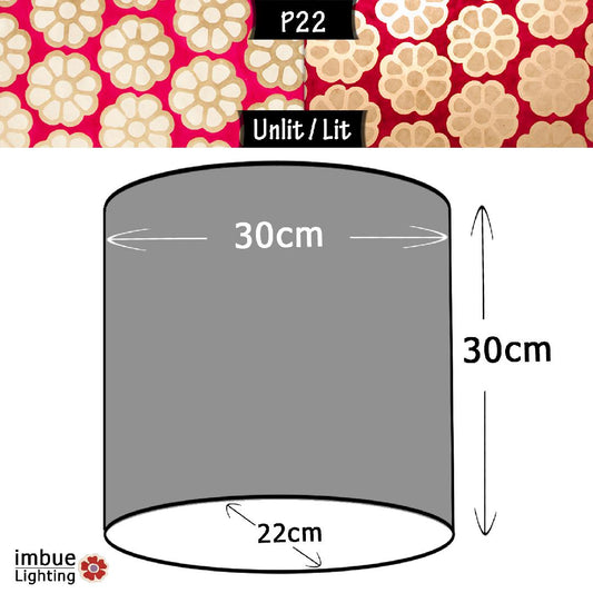 Oval Lamp Shade - P22 - Batik Big Flower on Hot Pink, 30cm(w) x 30cm(h) x 22cm(d)