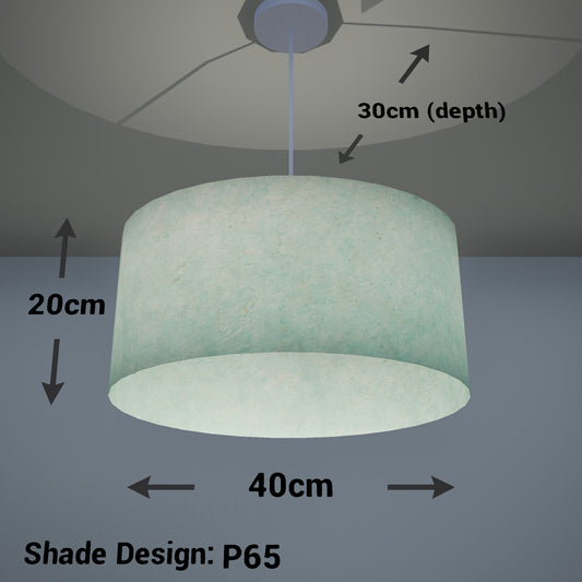 Oval Lamp Shade - P65 - Turquoise Lokta, 40cm(w) x 20cm(h) x 30cm(d)