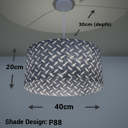 Oval Lamp Shade - P88 ~ Batik Tread Plate Grey, 40cm(w) x 20cm(h) x 30cm(d)