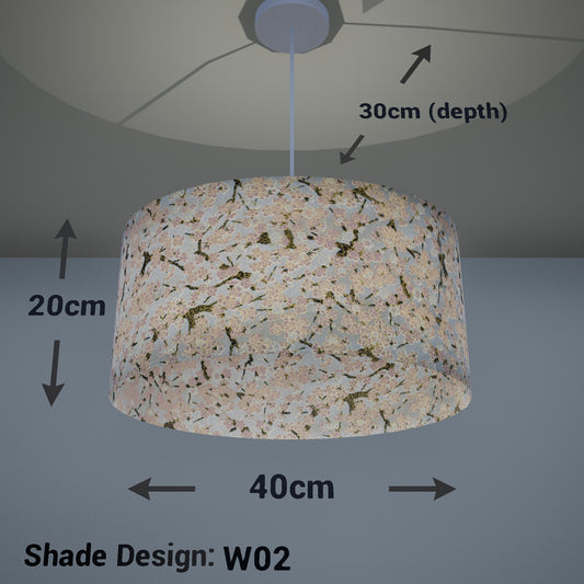 Oval Lamp Shade - W02 ~ Pink Cherry Blossom on Grey, 40cm(w) x 20cm(h) x 30cm(d) - Imbue Lighting
