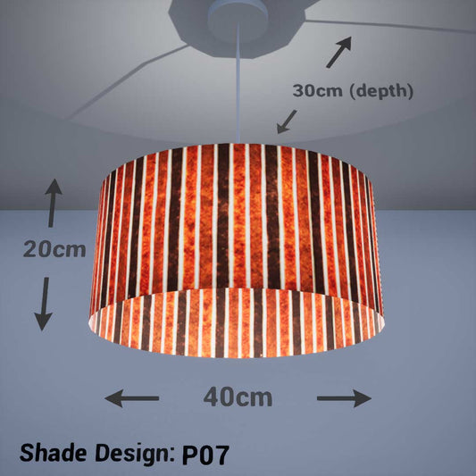 Oval Lamp Shade - P07 - Batik Stripes Brown, 40cm(w) x 20cm(h) x 30cm(d)