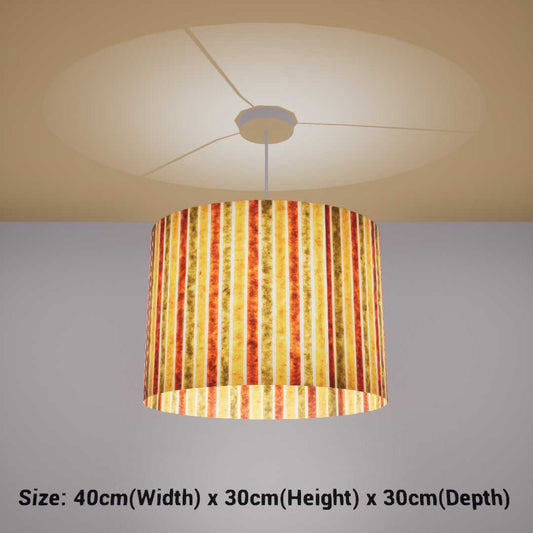 Oval Lamp Shade - P06 - Batik Stripes Autumn, 40cm(w) x 30cm(h) x 30cm(d)