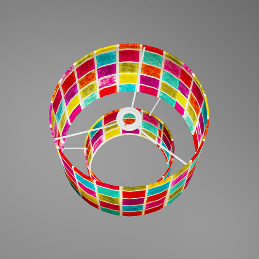 2 Tier Lamp Shade - P01 - Batik Multi Square, 30cm x 20cm & 20cm x 15cm