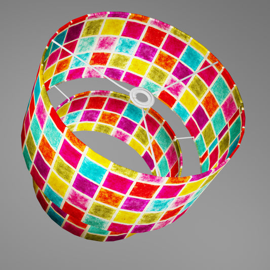 2 Tier Lamp Shade - P01 - Batik Multi Square, 40cm x 20cm & 30cm x 15cm