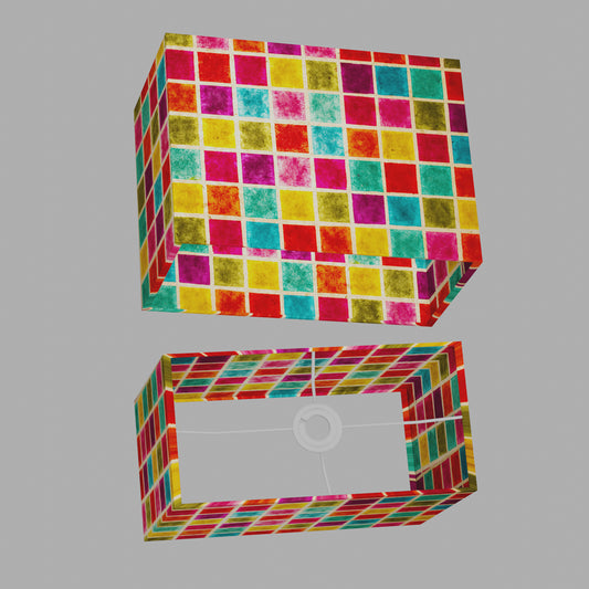 Rectangle Lamp Shade - P01 - Batik Multi Square, 40cm(w) x 30cm(h) x 20cm(d)