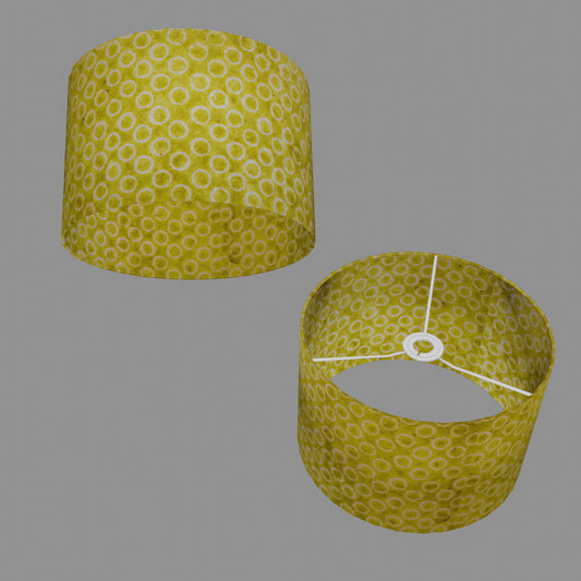 Drum Lamp Shade - P02 - Batik Lime Circles, 30cm(d) x 20cm(h)