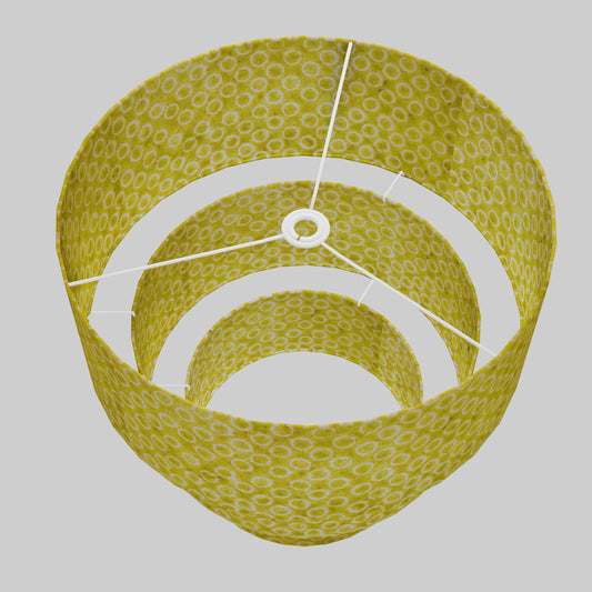 3 Tier Lamp Shade - P02 - Batik Lime Circles, 50cm x 20cm, 40cm x 17.5cm & 30cm x 15cm