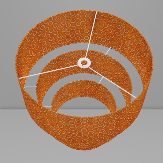 3 Tier Lamp Shade - P03 - Batik Orange Circles, 50cm x 20cm, 40cm x 17.5cm & 30cm x 15cm