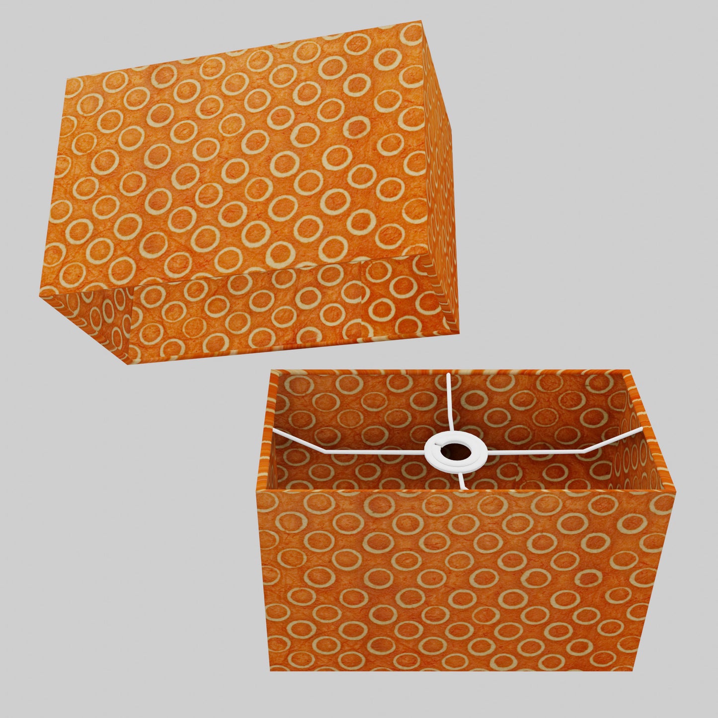 Rectangle Lamp Shade - P03 - Batik Orange Circles, 30cm(w) x 20cm(h) x 15cm(d)
