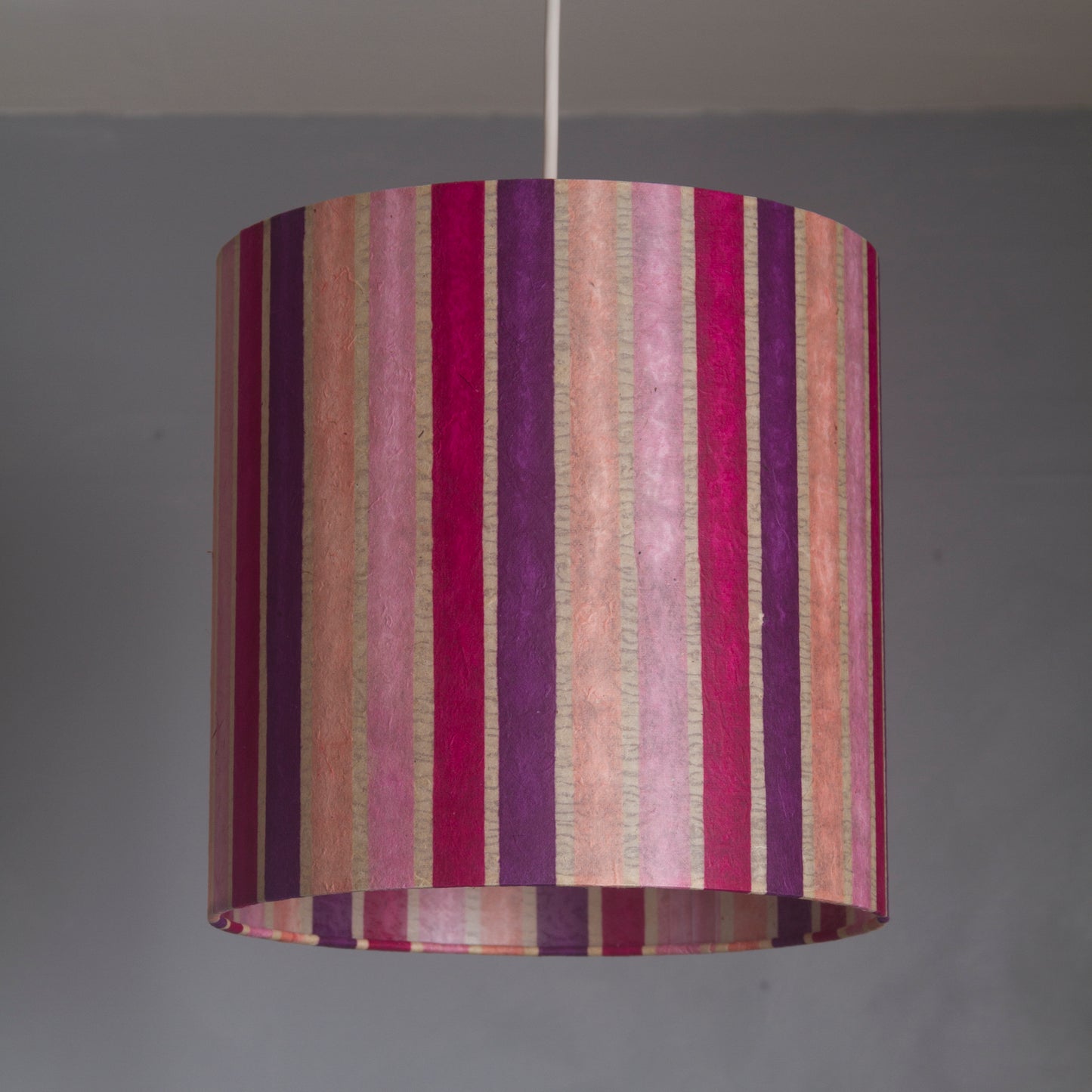 Drum Lamp Shade - P04 - Batik Stripes Pink, 40cm(d) x 20cm(h)
