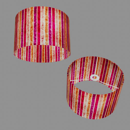 Drum Lamp Shade - P04 - Batik Stripes Pink, 30cm(d) x 20cm(h)