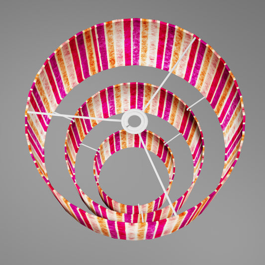 3 Tier Lamp Shade - P04 - Batik Stripes Pink, 40cm x 20cm, 30cm x 17.5cm & 20cm x 15cm